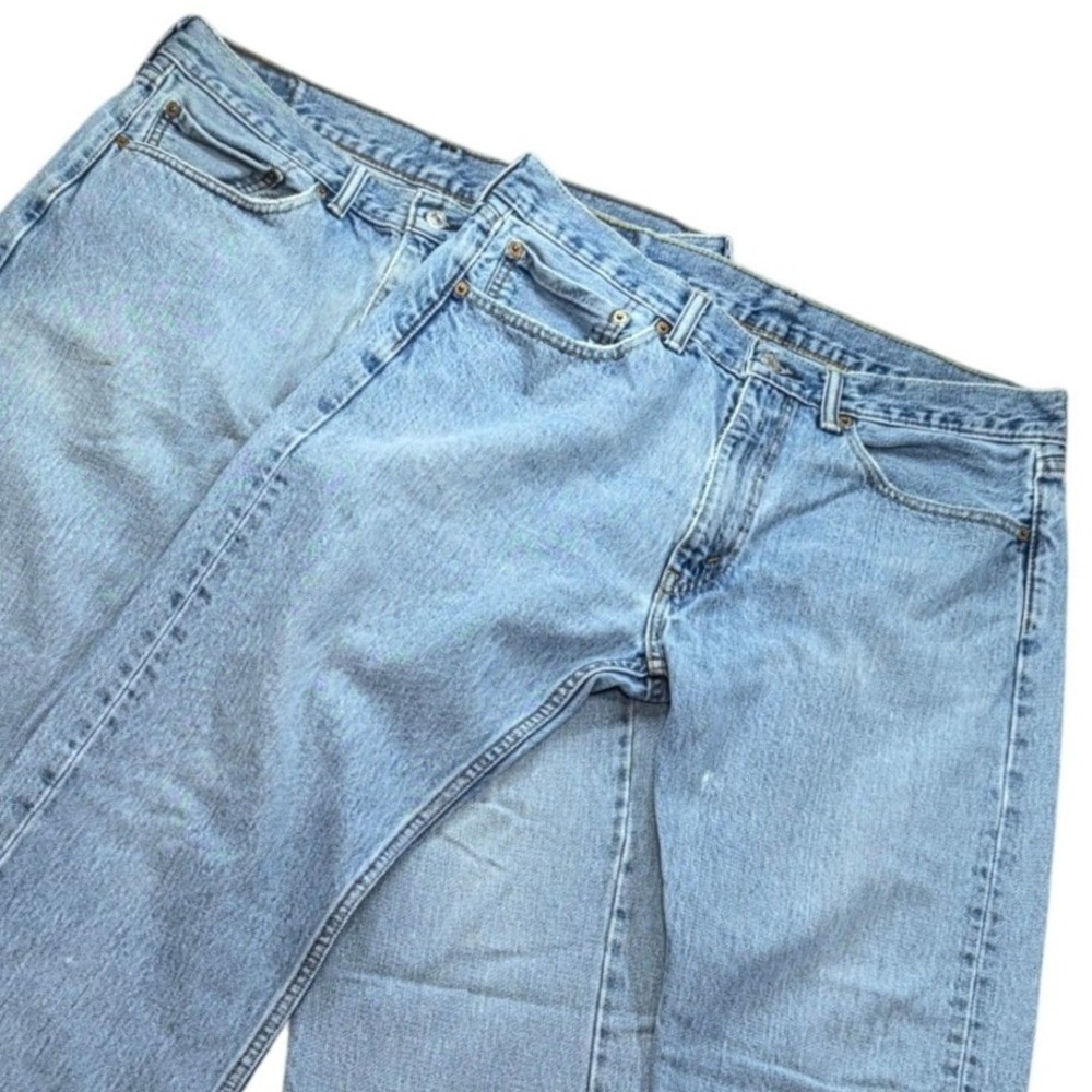 x2 Set of Levis 505 Straight Fit Jeans Mens 36x32 Light Wash Blue Pants *READ